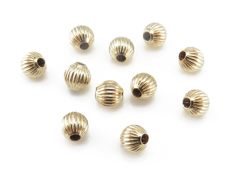 Gold Filled Corrugated Bead 4mm ~ Pack of 10