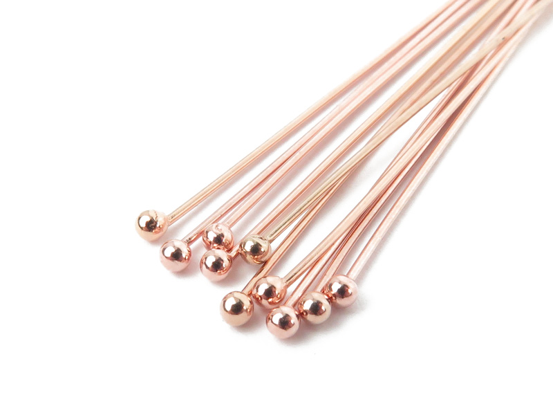 Rose Gold Filled Ball Head Pin ~ 24 gauge ~ 1'' ~ Pack of 10