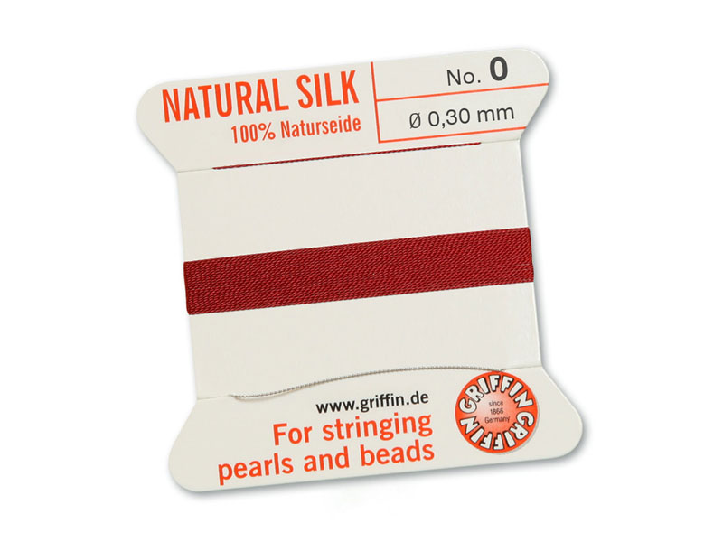 Griffin Silk Beading Thread & Needle ~ Size 0 ~ Garnet