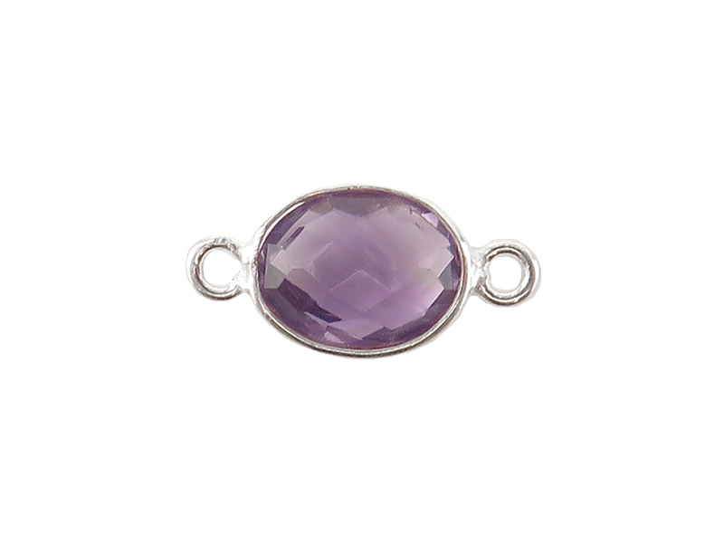 Sterling Silver Amethyst Oval Connector 15mm