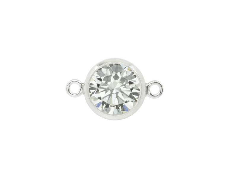 Cubic Zirconia Sterling Silver Connector ~ Brilliant White ~ 10.75mm