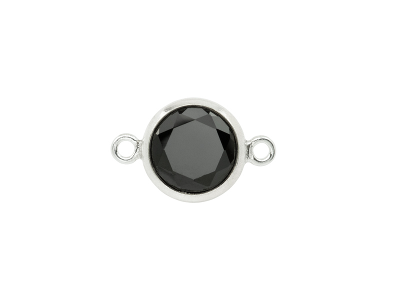 Cubic Zirconia Sterling Silver Connector ~ Black ~ 10.75mm