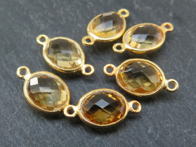 Gold Vermeil Citrine Oval Connector 15mm ~ SECOND