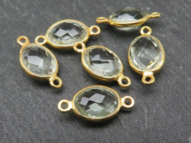 Gold Vermeil Green Amethyst Oval Connector 14mm
