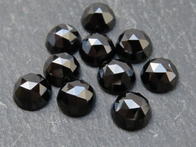 Black Spinel Rose Cut Round Cabochon ~ Various Sizes