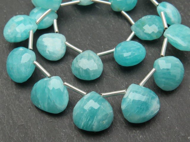 AA Amazonite Micro-Faceted Heart Briolettes ~ Various Sizes