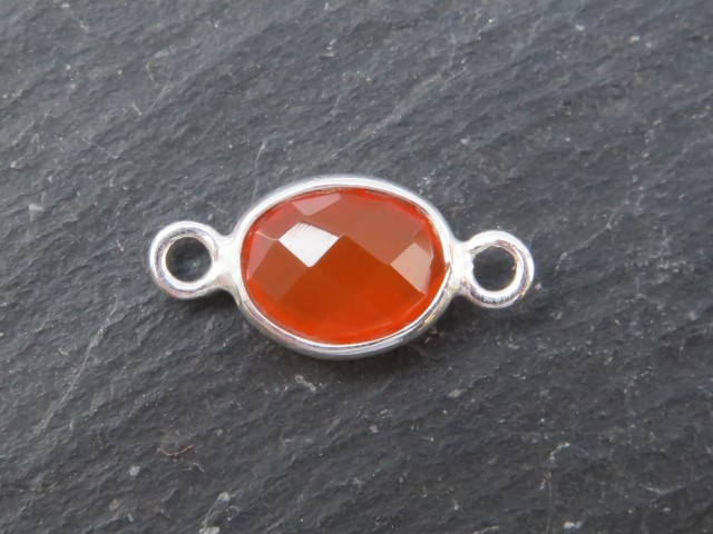 Sterling Silver Carnelian Oval Connector 14mm