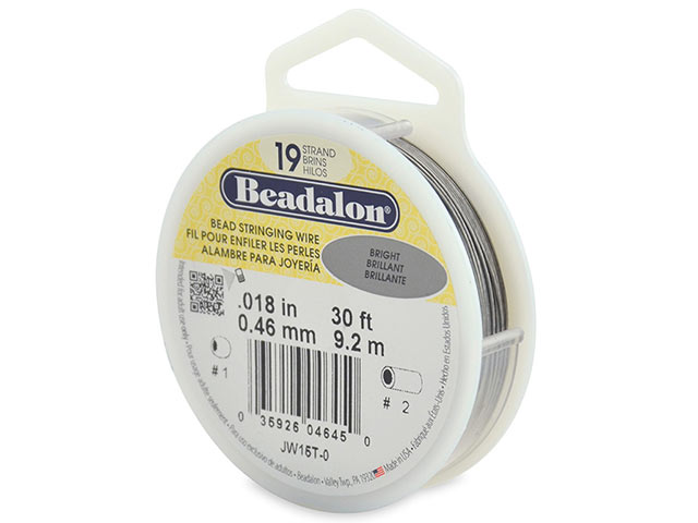 Beadalon 19 Strand Stringing Wire 0.018'' (0.46mm) - Bright - 30 ft