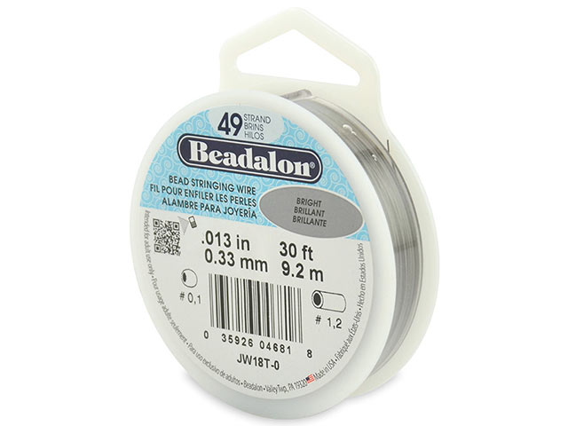 Beadalon 49 Strand Stringing Wire 0.013'' (0.33mm) - Bright - 30 ft