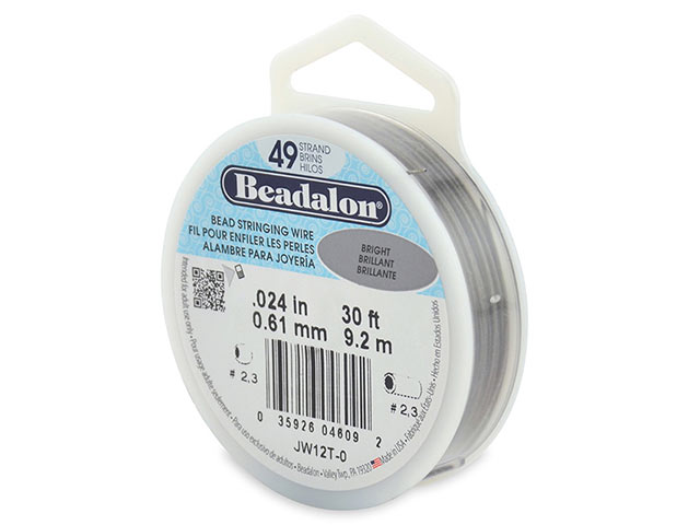 Beadalon 49 Strand Stringing Wire 0.024'' (0.61mm) - Bright - 30 ft