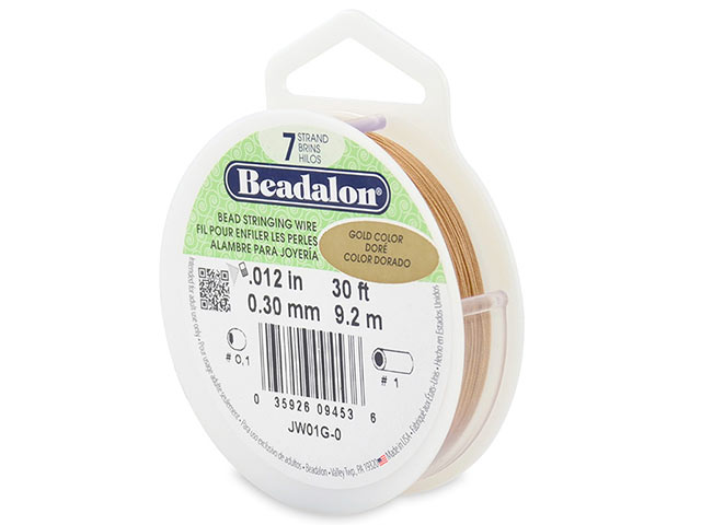 Beadalon 7 Strand Stringing Wire 0.012'' (0.30mm) - Gold - 30 Feet