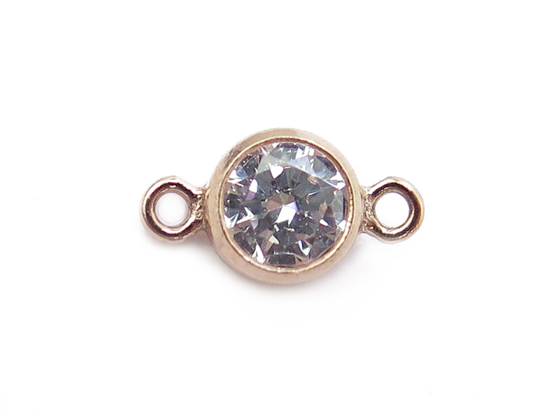 Cubic Zirconia Rose Gold Filled Connector ~ Brilliant White ~ 8.75mm