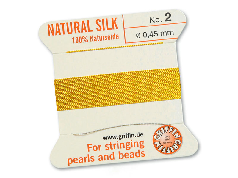 Griffin Silk Beading Thread & Needle ~ Size 2 ~ Yellow