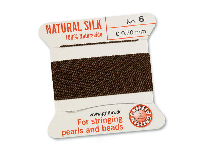 Griffin Silk Beading Thread & Needle ~ Size 6 ~ Brown