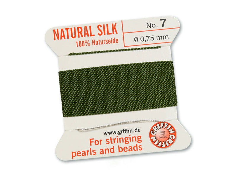 Griffin Silk Beading Thread & Needle ~ Size 7 ~ Olive