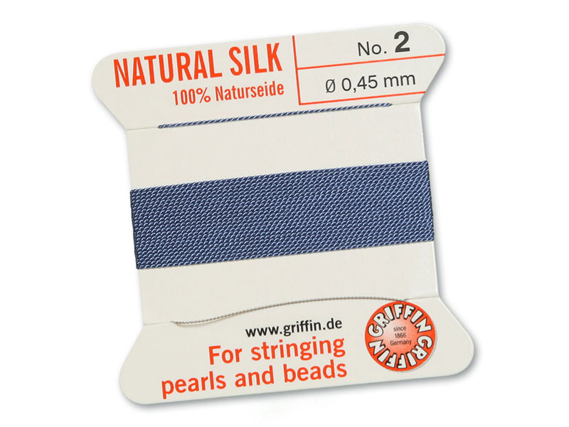 Griffin Silk Beading Thread & Needle ~ Size 2 ~ Blue