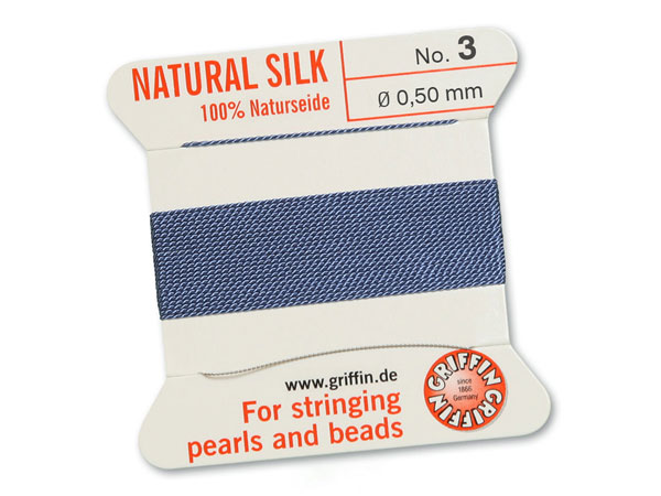 Griffin Silk Beading Thread & Needle ~ Size 3 ~ Blue