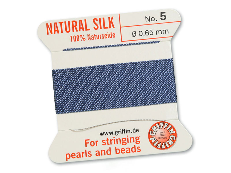 Griffin Silk Beading Thread Needle Size Blue