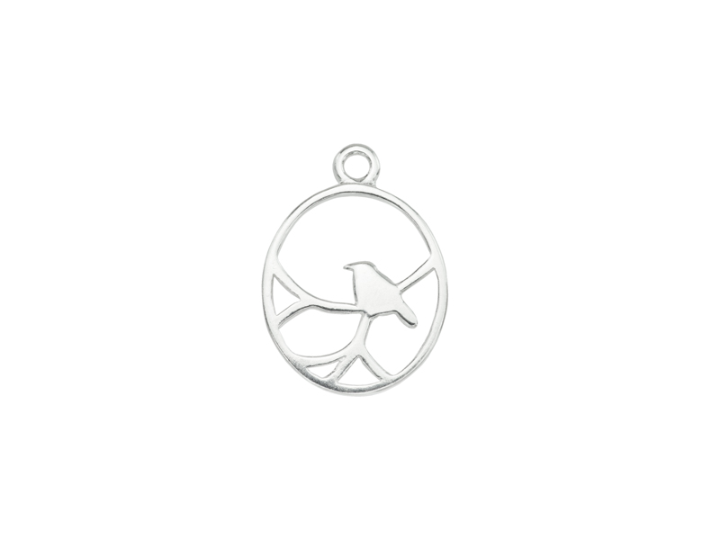 Sterling Silver Nightingale Pendant 15mm