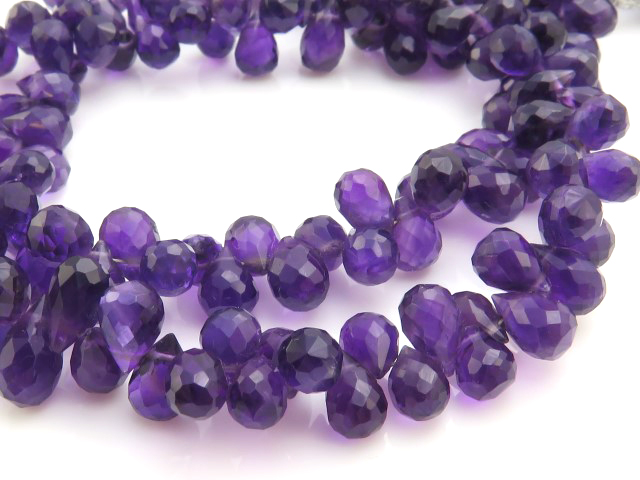 AA Amethyst Micro-Faceted Teardrop Briolettes 7-8mm ~ 8'' Strand
