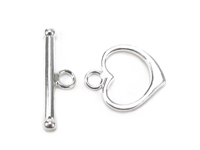 Sterling Silver Heart Toggle and Bar Clasp 15mm