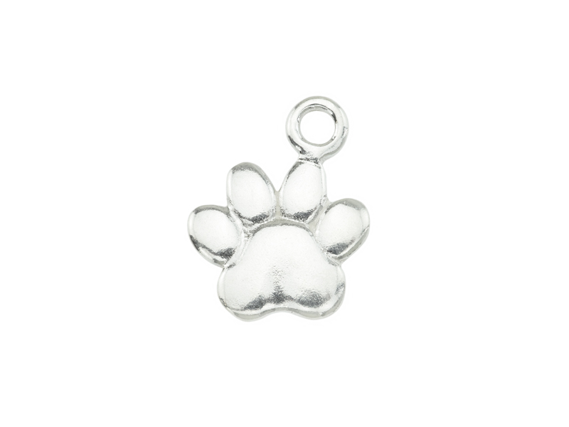 Sterling Silver Paw Print Charm 13mm