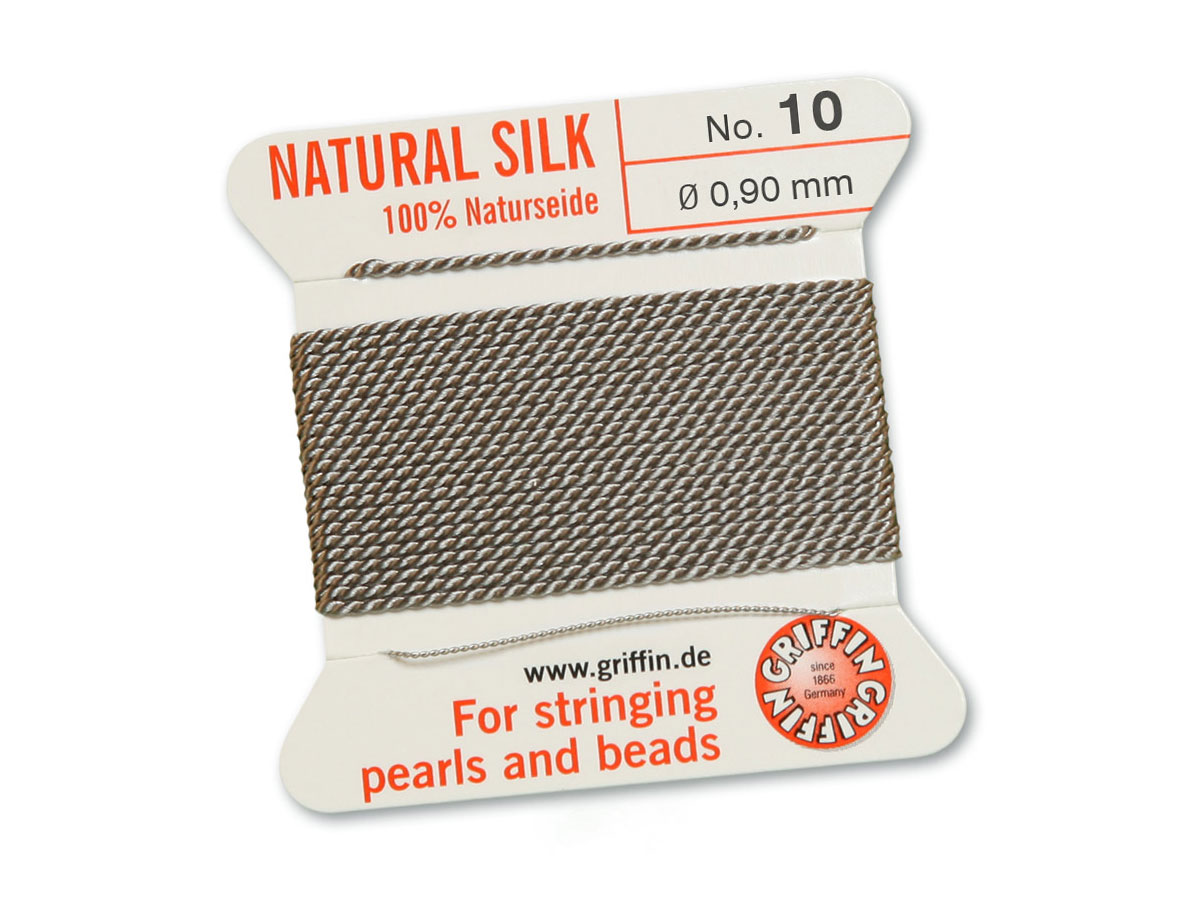 Griffin Silk Beading Thread Needle Size 10 Grey