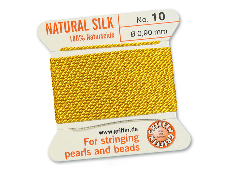 Griffin Silk Beading Thread & Needle ~ Size 10 ~ Yellow