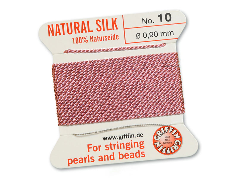 Griffin Silk Beading Thread & Needle ~ Size 10 ~ Dark Pink