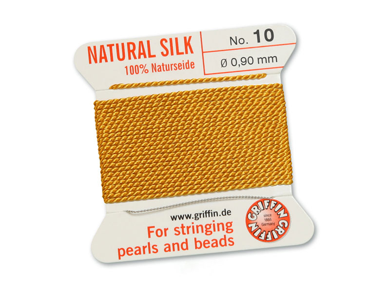 Griffin Silk Beading Thread & Needle ~ Size 10 ~ Amber