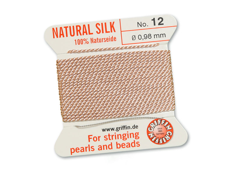 Griffin Silk Beading Thread & Needle ~ Size 12 ~ Light Pink