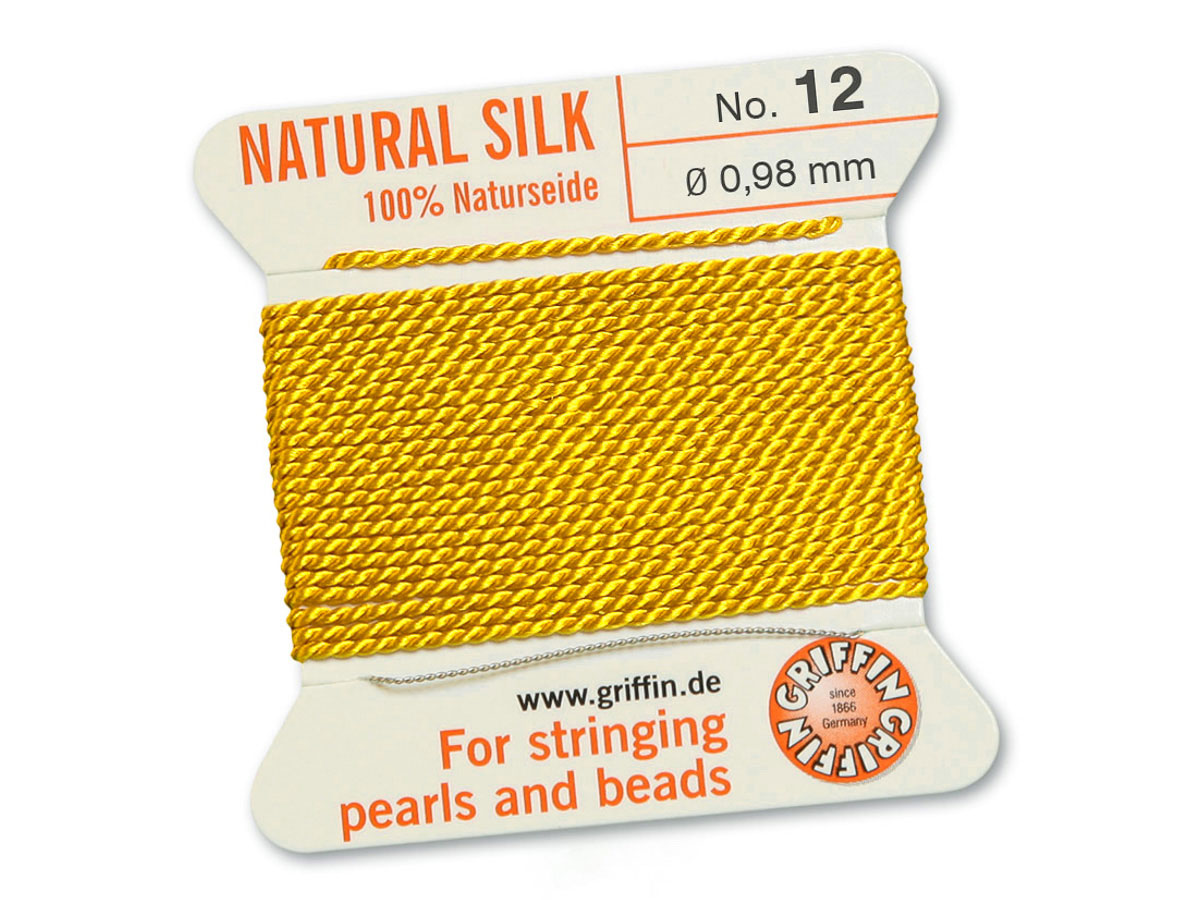 Griffin Silk Beading Thread & Needle Size 12 Yellow