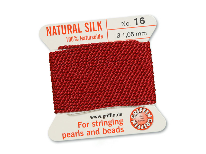 Griffin Silk Beading Thread & Needle ~ Size 16 ~ Garnet
