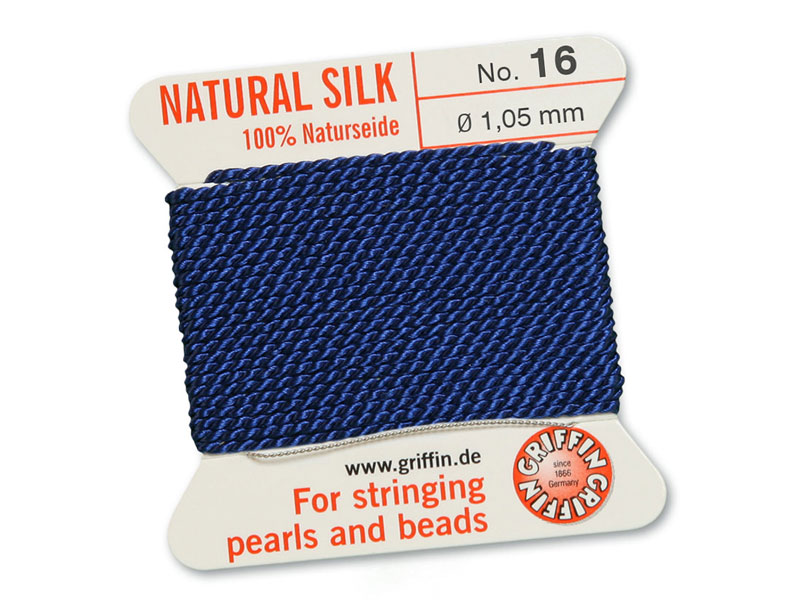 Griffin Silk Beading Thread & Needle Size 16 Dark Blue