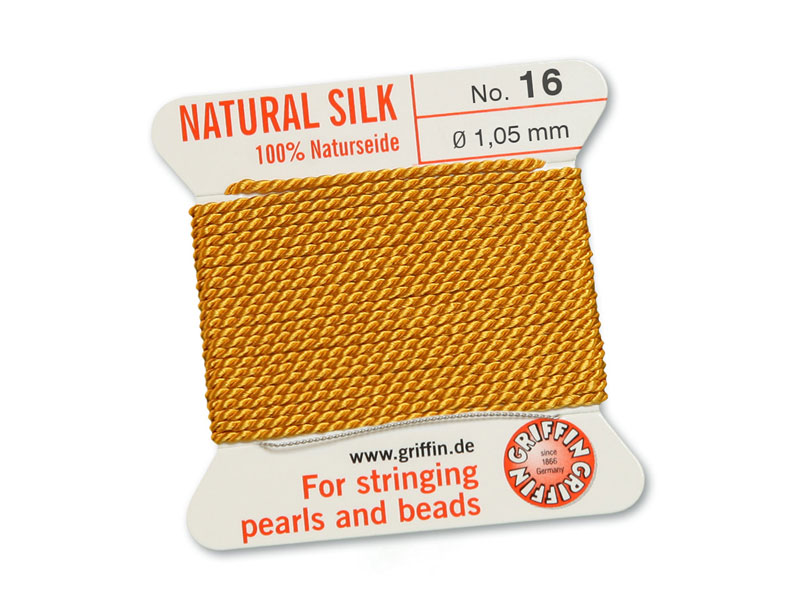 Griffin Silk Beading Thread & Needle ~ Size 16 ~ Amber