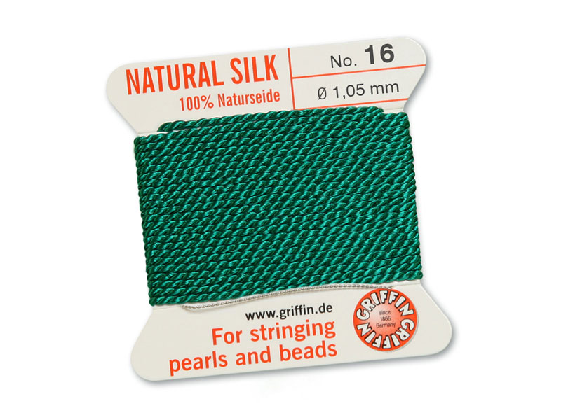 Griffin Silk Beading Thread & Needle Size 16 Green
