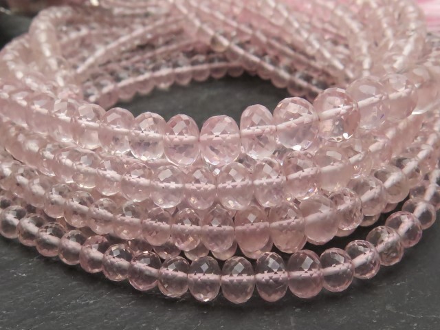 AAA Rose Quartz Micro-Faceted Rondelles ~ Various Sizes ~ 8'' Strand