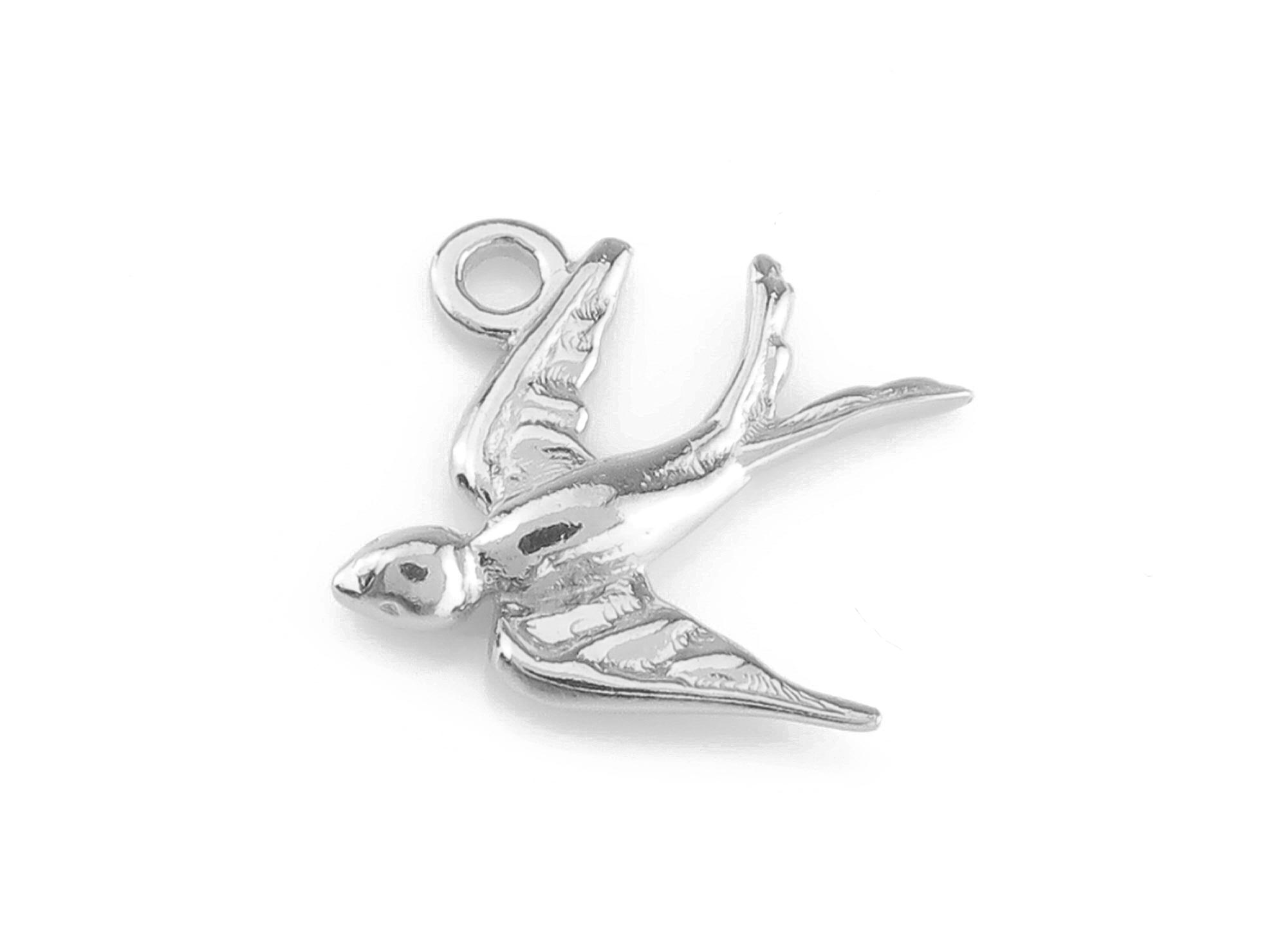 Sterling Silver Swallow Pendant 15mm