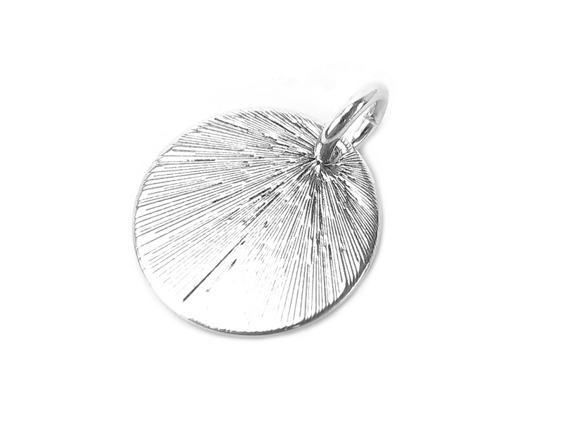 Sterling Silver Etched Circle Pendant 13mm