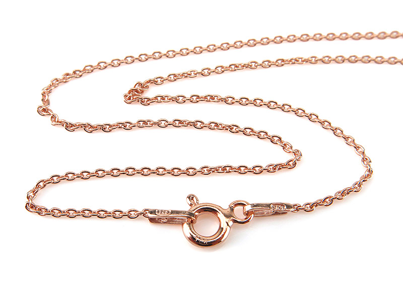 Rose Gold Plated Silver Fine Cable Chain Necklace with Clasp