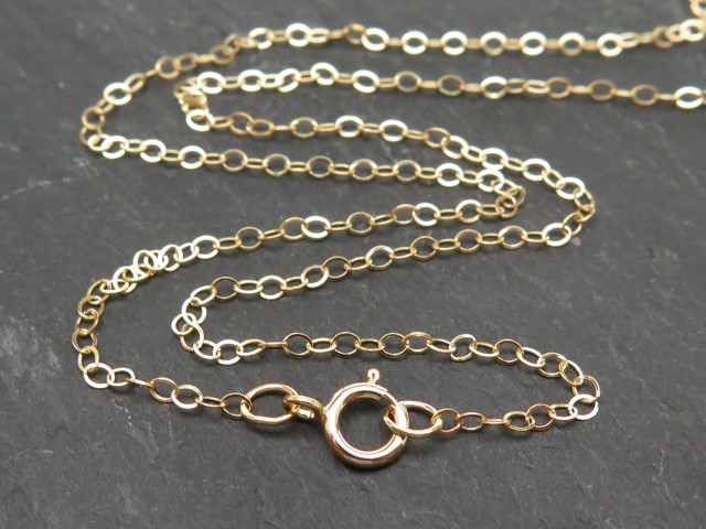 Gold Filled Flat Cable Chain Necklace with Spring Clasp ~ 20''