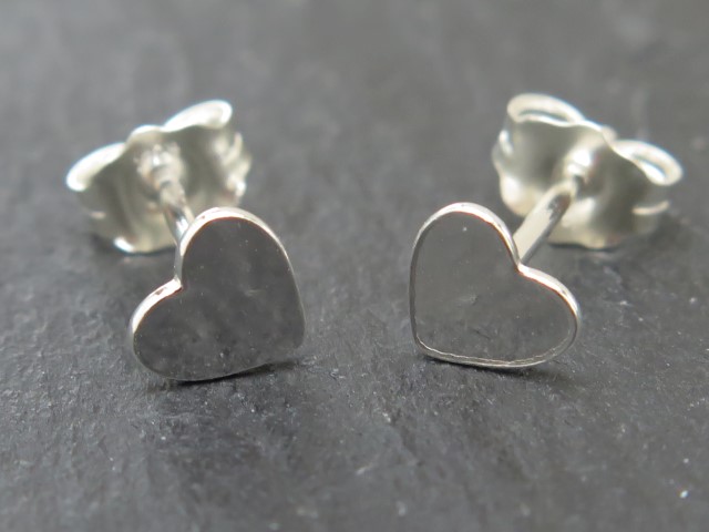 Sterling Silver Heart Ear Studs ~ PAIR