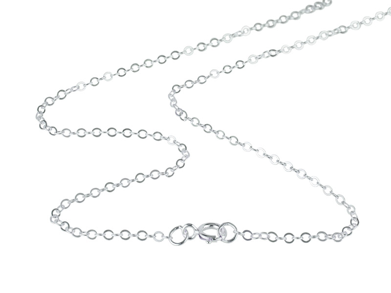 Sterling Silver Flat Cable Chain (2mm) Necklace with Spring Clasp ~ 20''