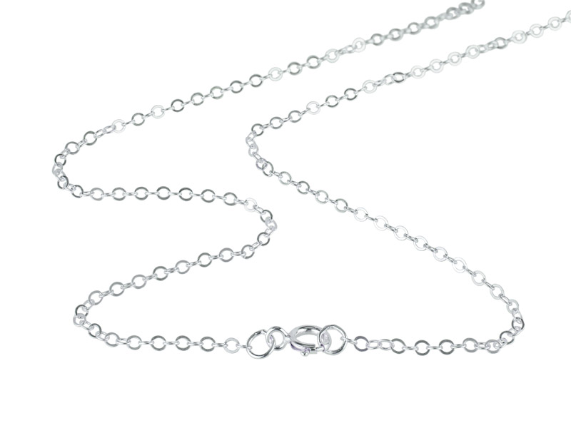 Sterling Silver Flat Cable Chain (2mm) Necklace with Spring Clasp ~ 24''