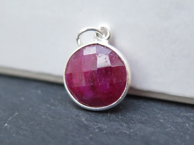Sterling Silver Ruby Round Pendant 14mm