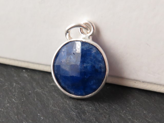 Sterling Silver Sapphire Round Pendant 14mm
