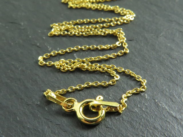 Gold Vermeil Fine Cable Chain Necklace with Clasp 17.5''