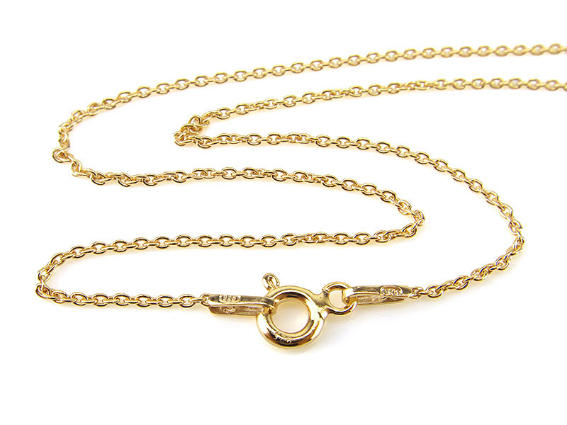 Gold Plated Silver Fine Cable Chain Necklace with Clasp - Main Image