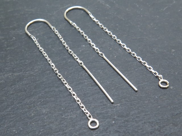 Sterling Silver U Shape Ear Threader with Ring ~ PAIR