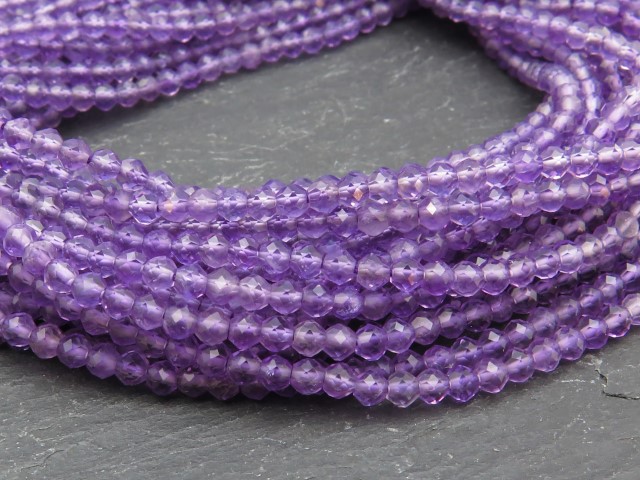 AAA Amethyst Micro-Faceted Rondelle Beads 2.5mm ~ 12.5'' Strand